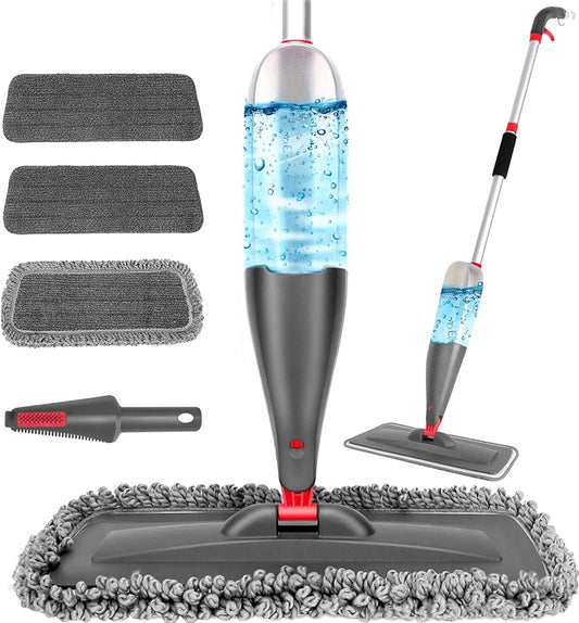 **Spray Mop for Floor Cleaning – Wet & Dry Microfiber Mop with 800ML Refillable Bottle & 3 Washable Pads for Hardwood, Laminate, Tile & More**