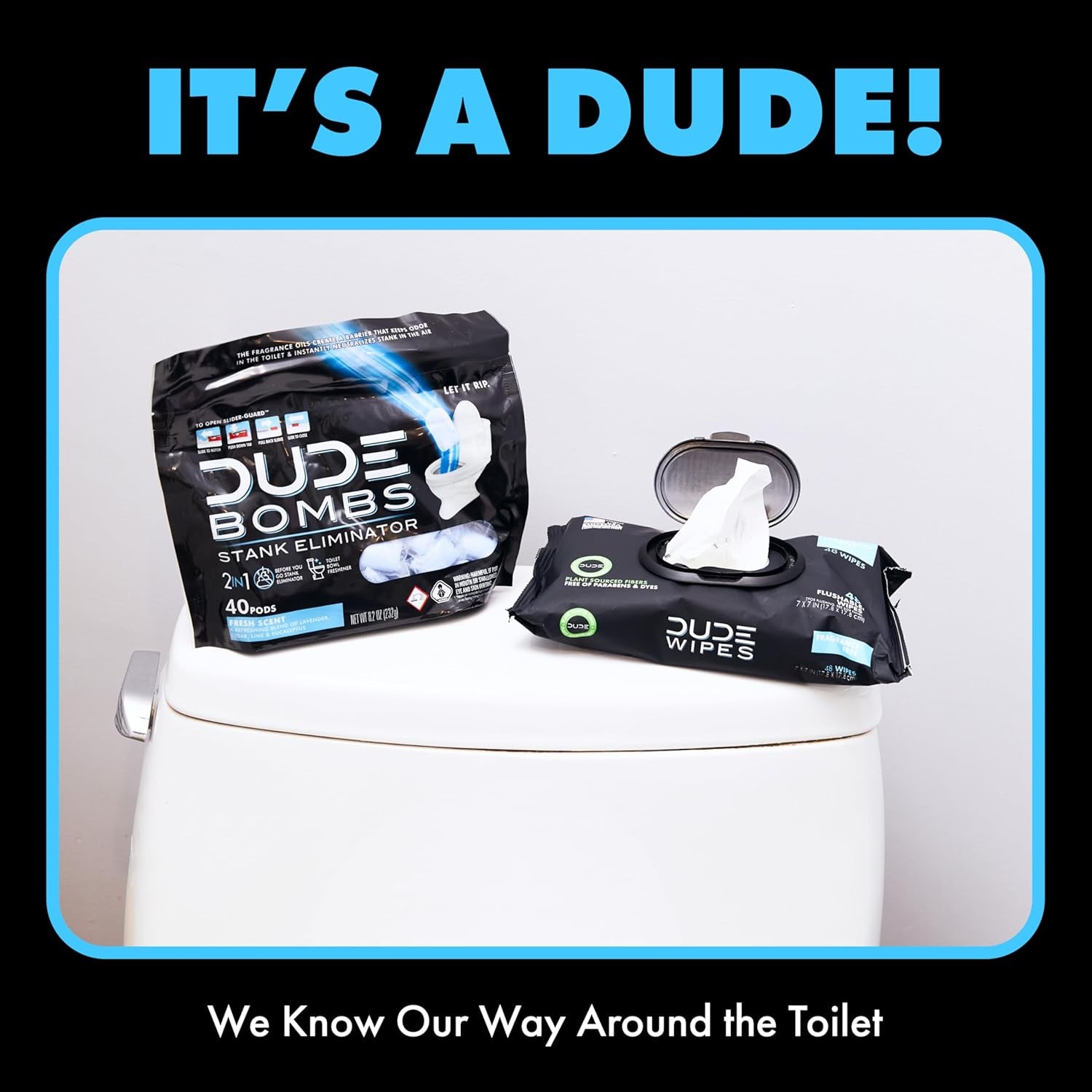 DUDE Bombs – 2-in-1 Toilet Stank Eliminator & Bowl Freshener | 40 Pods, Fresh Scent with Lavender, Cedar, Lime & Eucalyptus