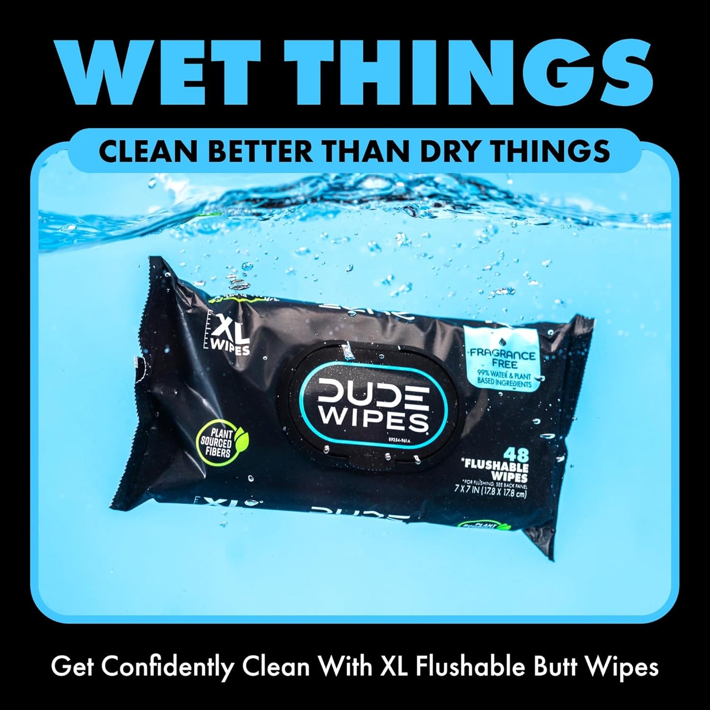 Flushable Wipes – 3-Pack (144 Count) | Extra-Large, Unscented Adult Wet Wipes with Vitamin E & Aloe | Septic & Sewer Safe