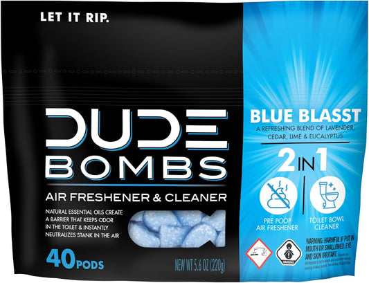 DUDE Bombs – 2-in-1 Toilet Stank Eliminator & Bowl Freshener | 40 Pods, Fresh Scent with Lavender, Cedar, Lime & Eucalyptus